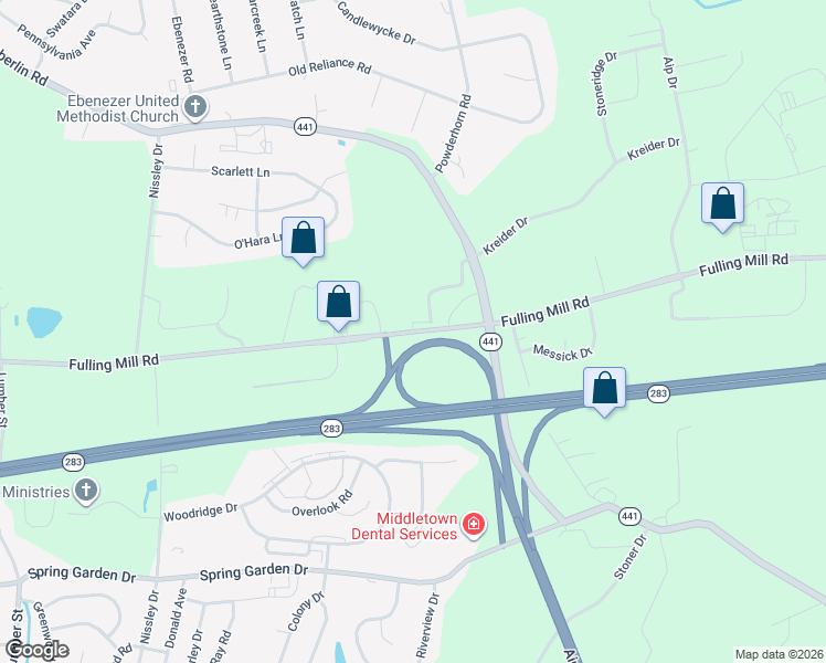 map of restaurants, bars, coffee shops, grocery stores, and more near 1269 Fulling Mill Road in Middletown