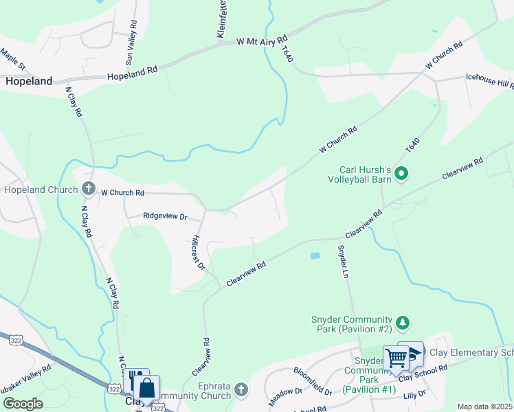 map of restaurants, bars, coffee shops, grocery stores, and more near 545 West Church Road in Ephrata