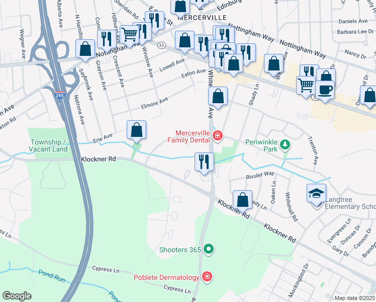 map of restaurants, bars, coffee shops, grocery stores, and more near 747 Estates Boulevard in Hamilton Township