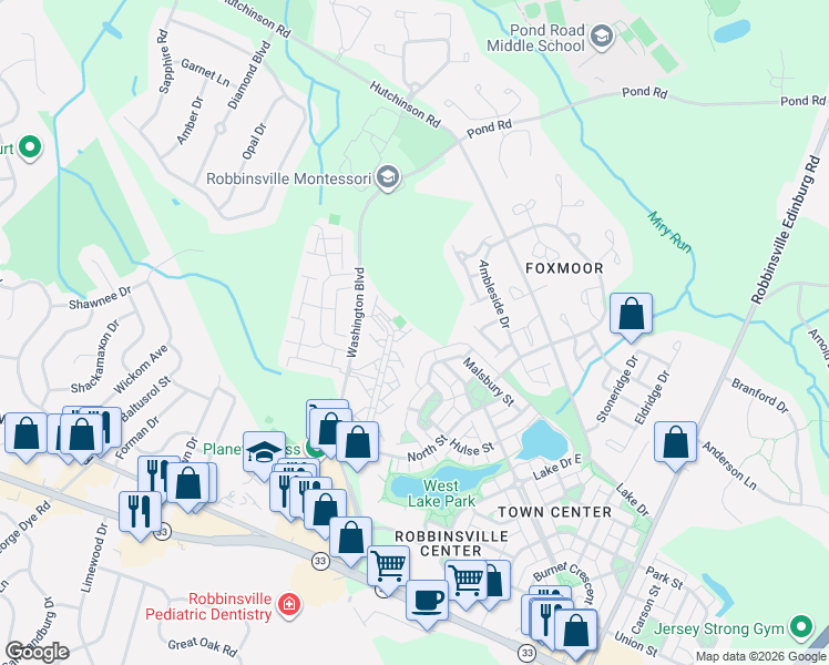 map of restaurants, bars, coffee shops, grocery stores, and more near 139 Wyndham Place in Robbinsville Township