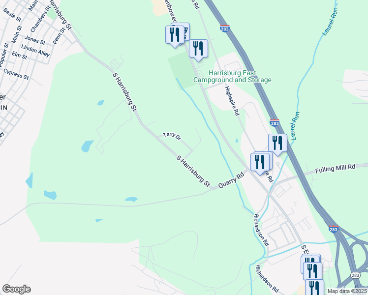 map of restaurants, bars, coffee shops, grocery stores, and more near 1150 Terry Drive in Steelton