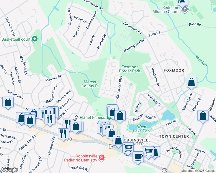 map of restaurants, bars, coffee shops, grocery stores, and more near 144 Tynemouth Ct in Robbinsville