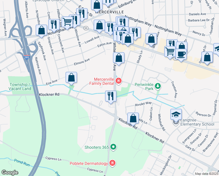 map of restaurants, bars, coffee shops, grocery stores, and more near 2240 White Horse Avenue in Hamilton Township