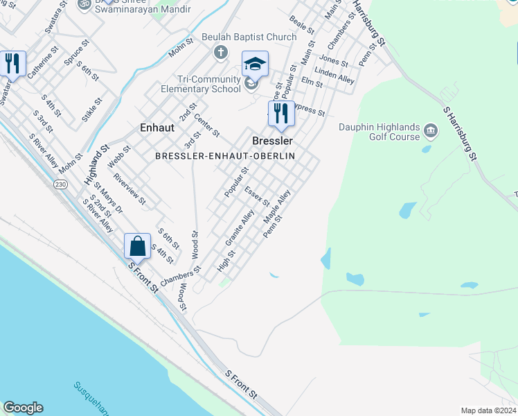 map of restaurants, bars, coffee shops, grocery stores, and more near 575 High Street in Steelton