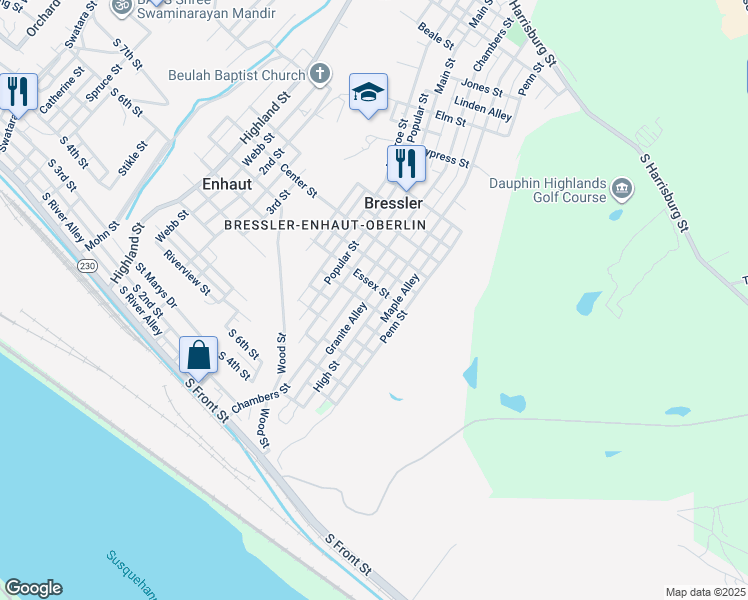 map of restaurants, bars, coffee shops, grocery stores, and more near 575 High Street in Steelton