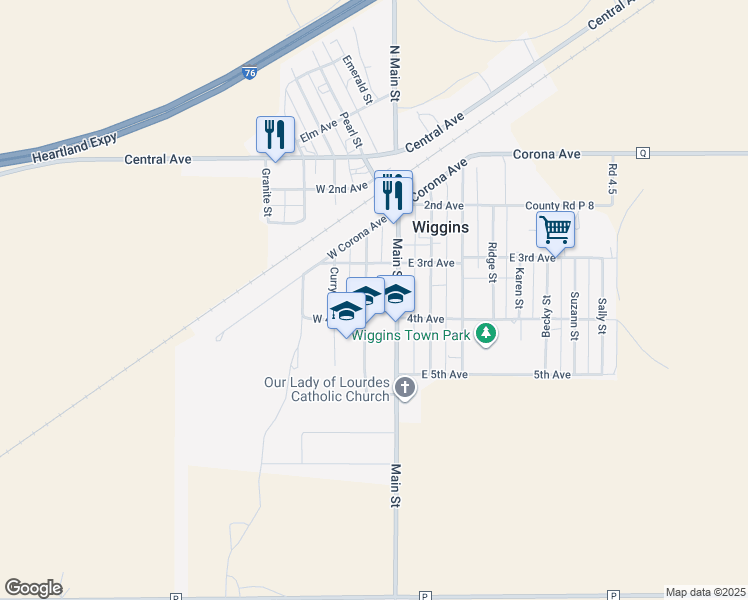 map of restaurants, bars, coffee shops, grocery stores, and more near 320 Chapman Street in Wiggins