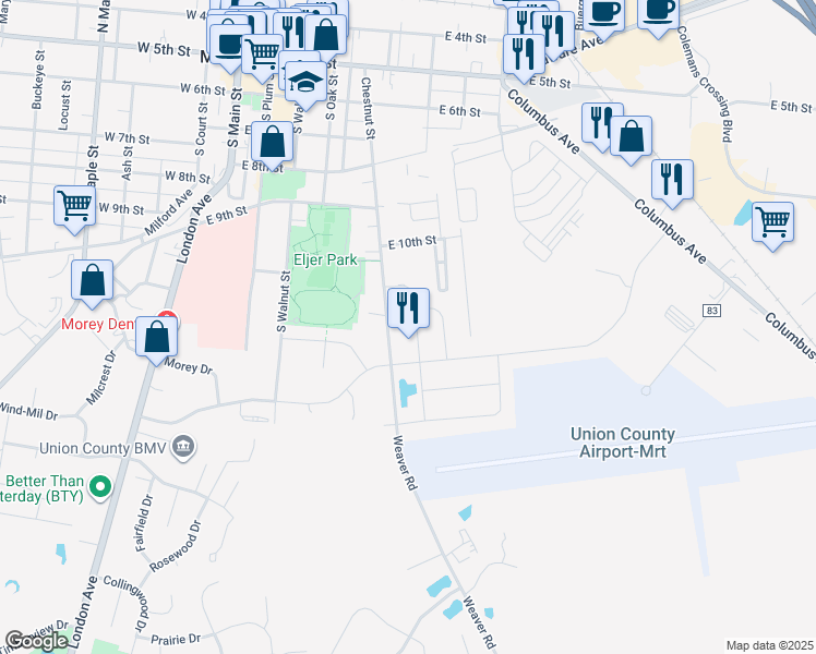 map of restaurants, bars, coffee shops, grocery stores, and more near 676 Chestnut Street in Marysville