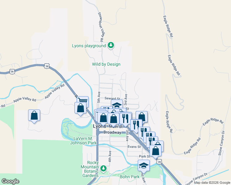 map of restaurants, bars, coffee shops, grocery stores, and more near 900 3rd Avenue in Lyons