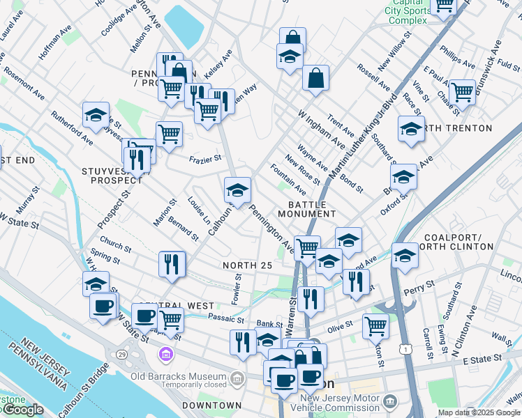 map of restaurants, bars, coffee shops, grocery stores, and more near 118 ADA Hightower Avenue in Hopewell Township