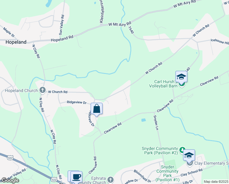 map of restaurants, bars, coffee shops, grocery stores, and more near 545 West Church Road in Ephrata