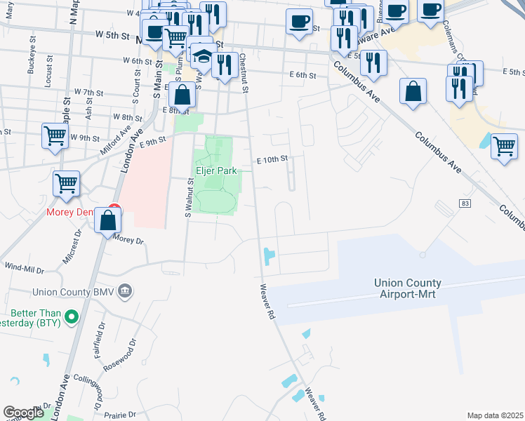 map of restaurants, bars, coffee shops, grocery stores, and more near 676 Chestnut Street in Marysville