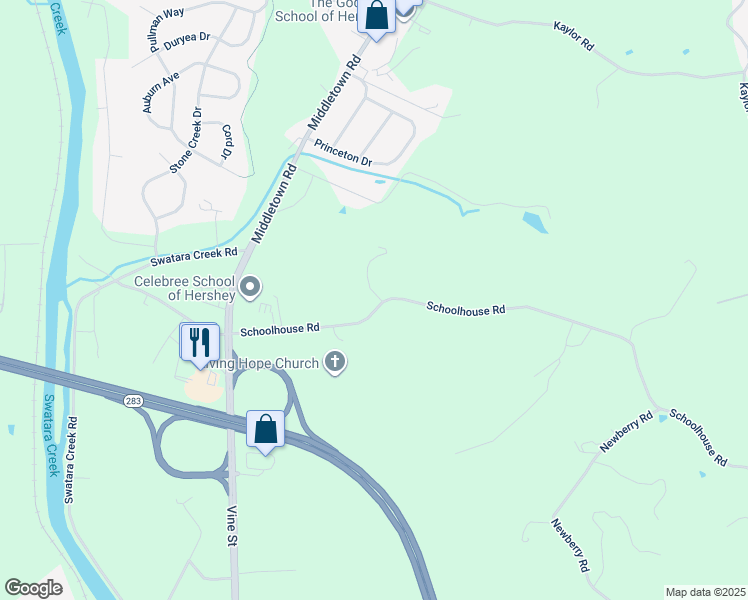 map of restaurants, bars, coffee shops, grocery stores, and more near 2923 Schoolhouse Road in Middletown