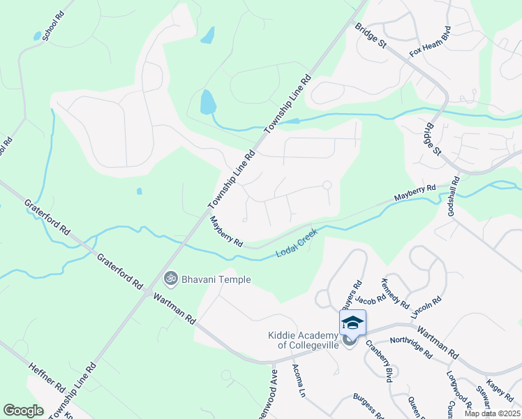 map of restaurants, bars, coffee shops, grocery stores, and more near 400 Abbey Lane in Schwenksville