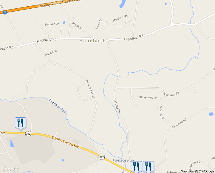 map of restaurants, bars, coffee shops, grocery stores, and more near 300 N Clay Rd in Lititz