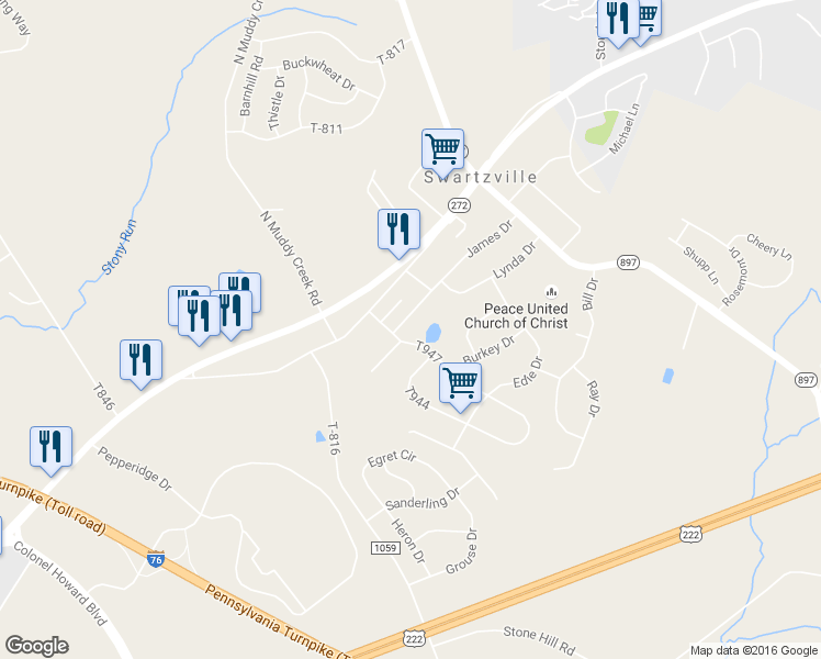 map of restaurants, bars, coffee shops, grocery stores, and more near 47 James Drive in Denver