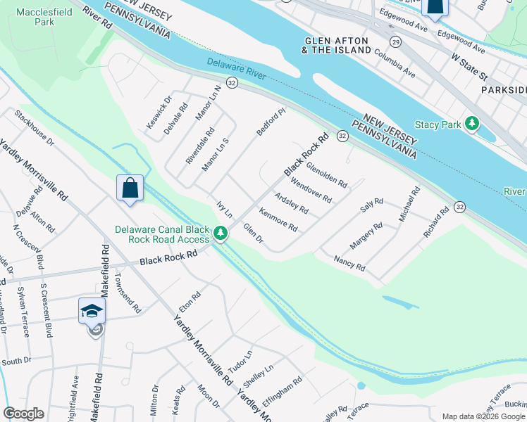map of restaurants, bars, coffee shops, grocery stores, and more near 4 Kenmore Road in Morrisville