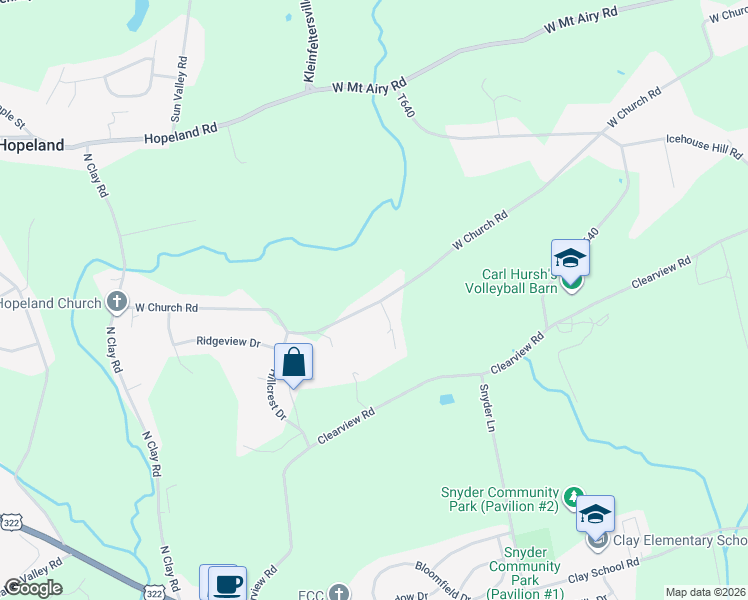 map of restaurants, bars, coffee shops, grocery stores, and more near 545 West Church Road in Ephrata