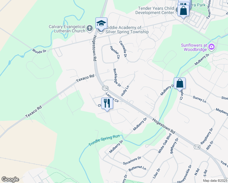 map of restaurants, bars, coffee shops, grocery stores, and more near 416 Hogestown Road in Mechanicsburg