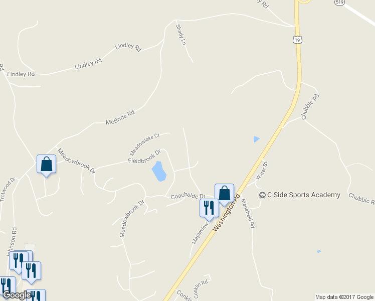 map of restaurants, bars, coffee shops, grocery stores, and more near 2023 Meadowridge Drive in Washington