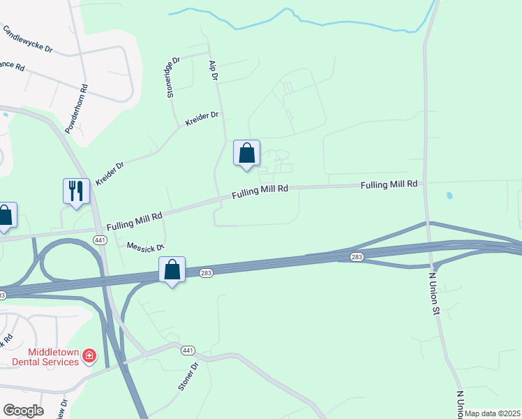 map of restaurants, bars, coffee shops, grocery stores, and more near 586 Fulling Mill Road in Middletown