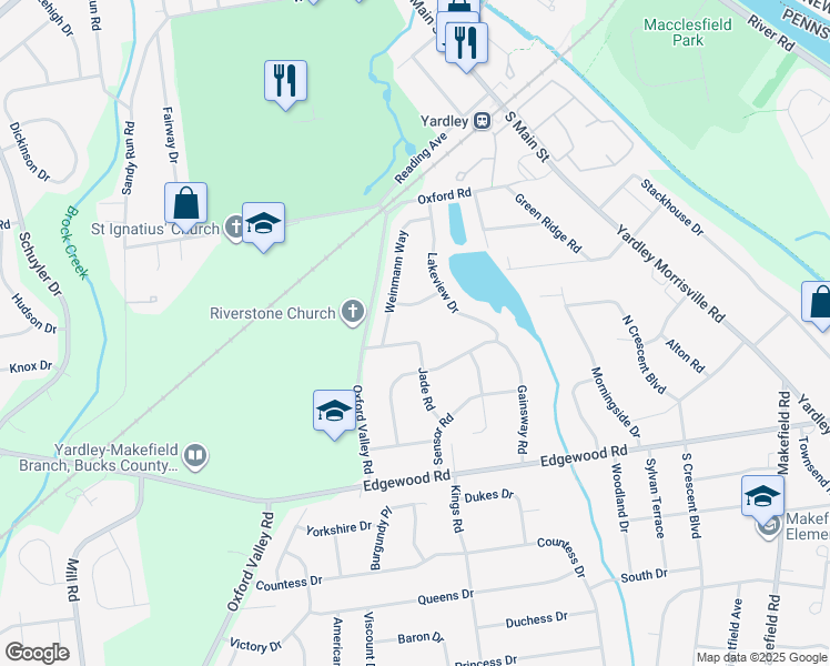 map of restaurants, bars, coffee shops, grocery stores, and more near 24 Moyer Road in Morrisville