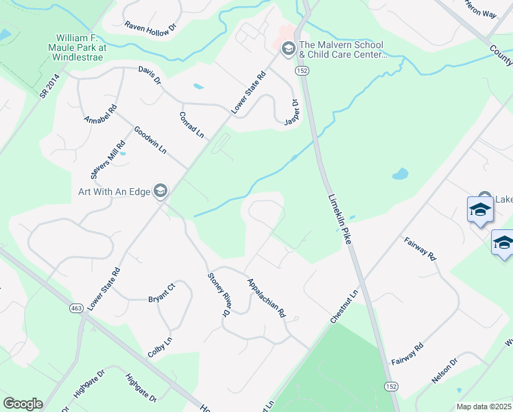 map of restaurants, bars, coffee shops, grocery stores, and more near 273 Running Water Ct in Ambler