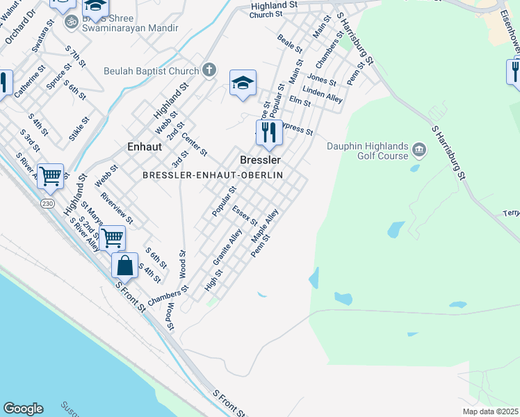 map of restaurants, bars, coffee shops, grocery stores, and more near 629 High Street in Steelton
