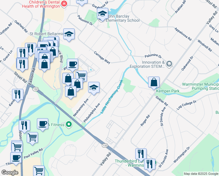 map of restaurants, bars, coffee shops, grocery stores, and more near 816 Philadelphia Avenue in Warrington
