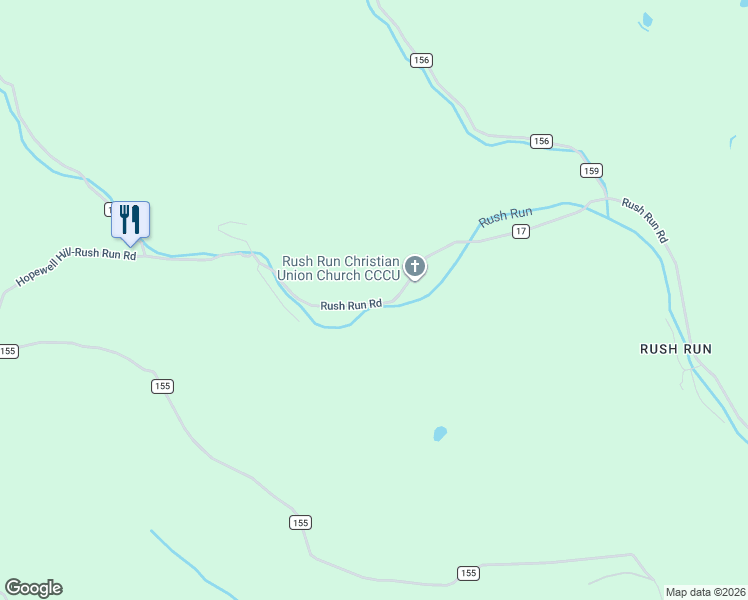 map of restaurants, bars, coffee shops, grocery stores, and more near 4123 County Road 17 in Rayland