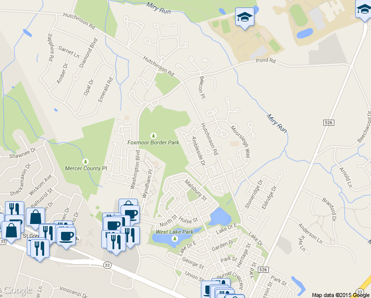 map of restaurants, bars, coffee shops, grocery stores, and more near 15 Faxon Dr in Robbinsville