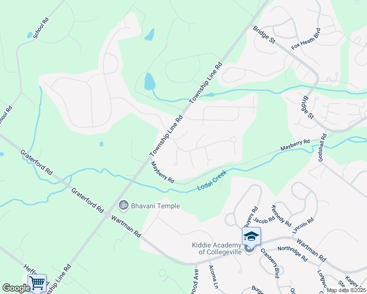 map of restaurants, bars, coffee shops, grocery stores, and more near 400 Abby Lane in Schwenksville