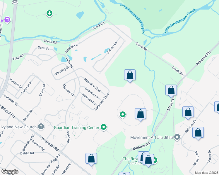 map of restaurants, bars, coffee shops, grocery stores, and more near 865 Nathaniel Trail in Warminster