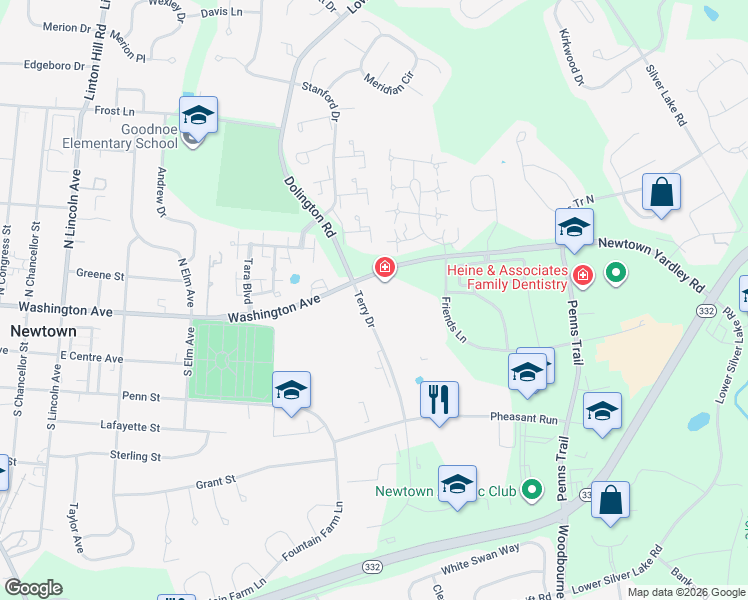 map of restaurants, bars, coffee shops, grocery stores, and more near in Bucks