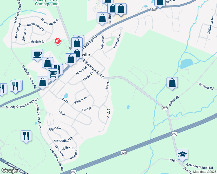 map of restaurants, bars, coffee shops, grocery stores, and more near 4 Bill Drive in Denver