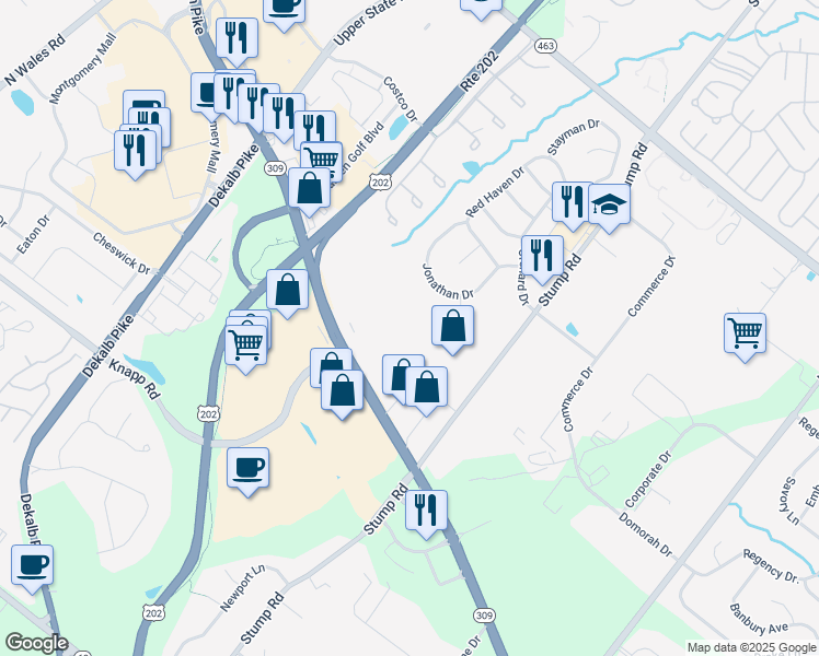 map of restaurants, bars, coffee shops, grocery stores, and more near 13-17 Bethlehem Pike in Montgomeryville