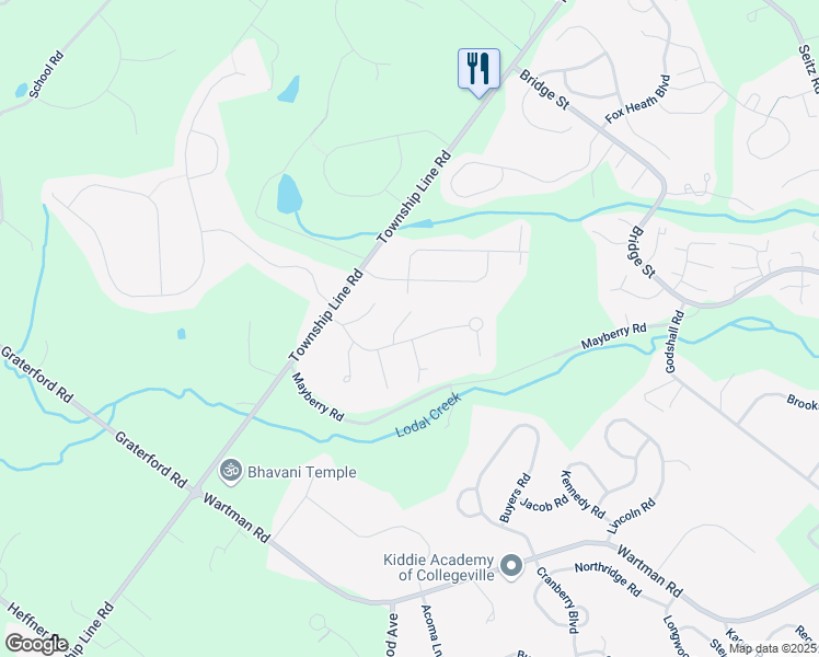 map of restaurants, bars, coffee shops, grocery stores, and more near 304 Cambridge Court in Schwenksville