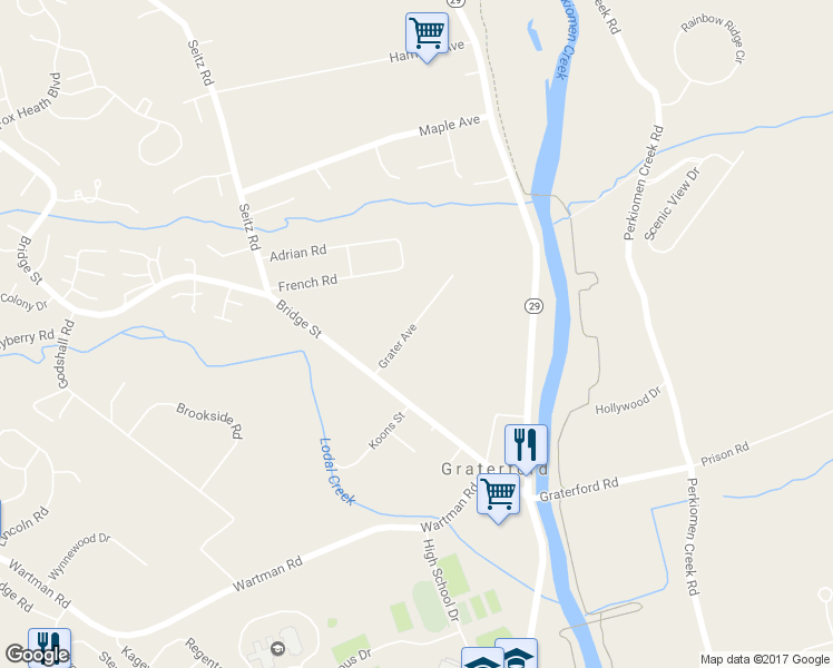 map of restaurants, bars, coffee shops, grocery stores, and more near 654 Grater Avenue in Collegeville