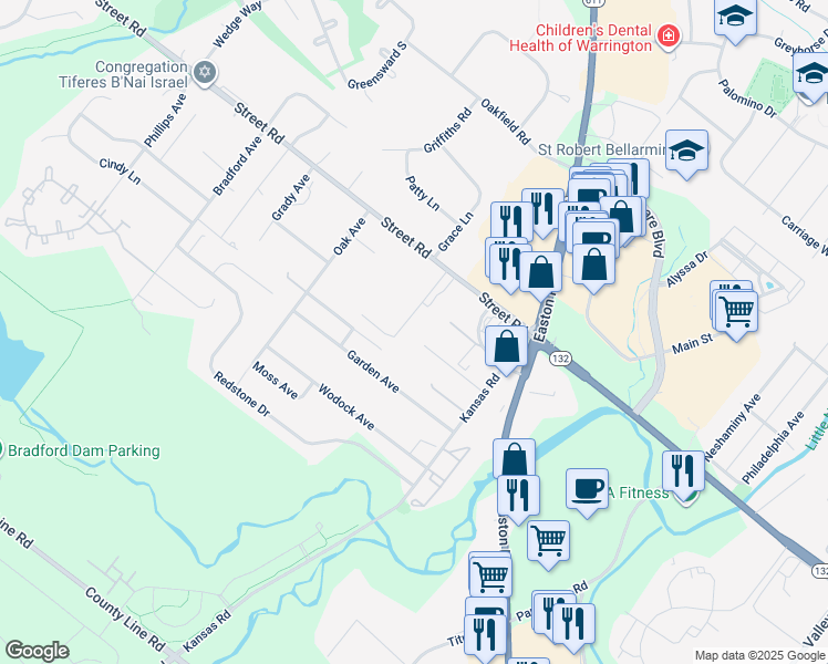 map of restaurants, bars, coffee shops, grocery stores, and more near 529 Taylor Avenue in Warrington