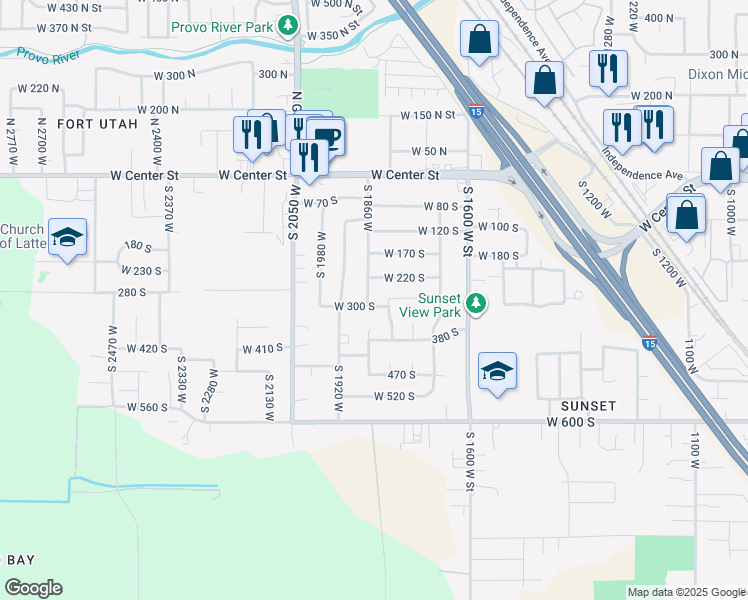 map of restaurants, bars, coffee shops, grocery stores, and more near 273 South 1860 West in Provo