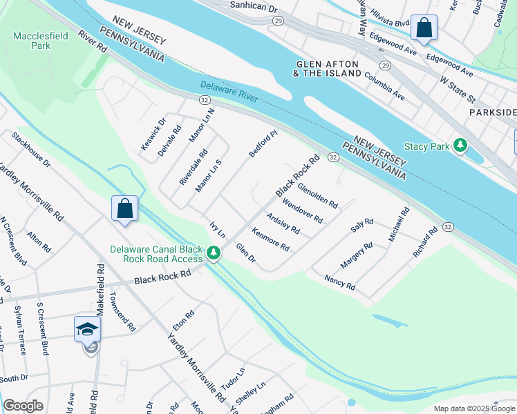 map of restaurants, bars, coffee shops, grocery stores, and more near 719 Ardsley Court in Yardley