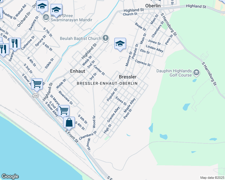 map of restaurants, bars, coffee shops, grocery stores, and more near 598 Monroe Street in Steelton