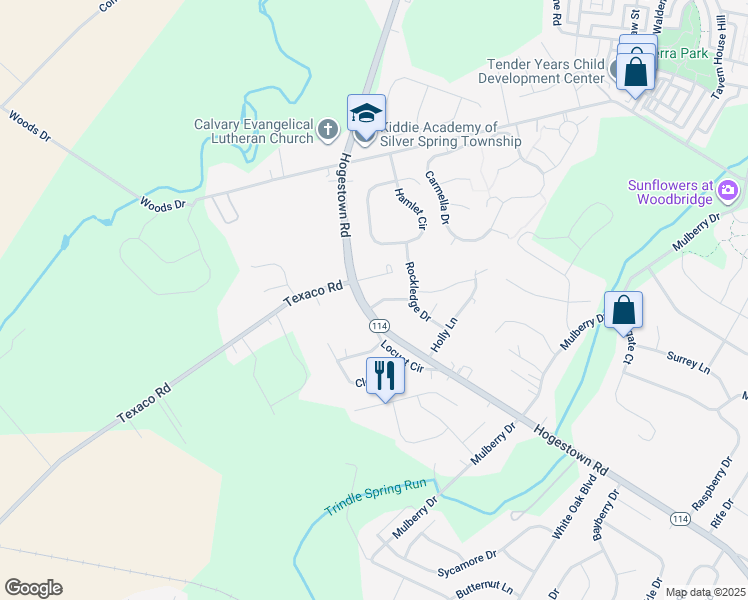 map of restaurants, bars, coffee shops, grocery stores, and more near 428 Hogestown Road in Mechanicsburg