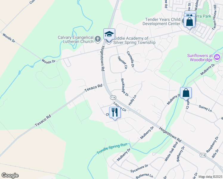 map of restaurants, bars, coffee shops, grocery stores, and more near 428 Hogestown Road in Mechanicsburg