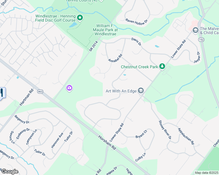 map of restaurants, bars, coffee shops, grocery stores, and more near 115 Stevers Mill Road in North Wales