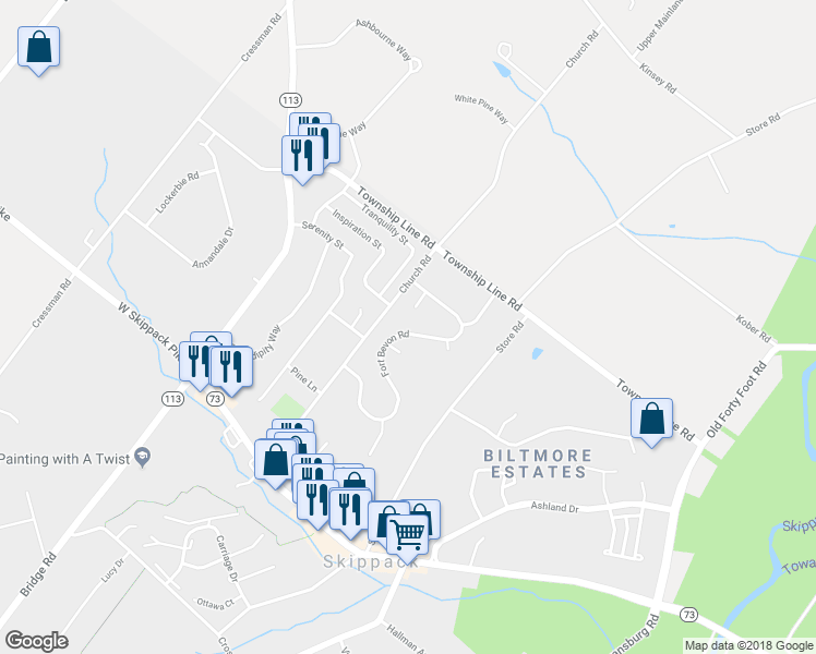 map of restaurants, bars, coffee shops, grocery stores, and more near 2099 Fort Bevon Road in Harleysville