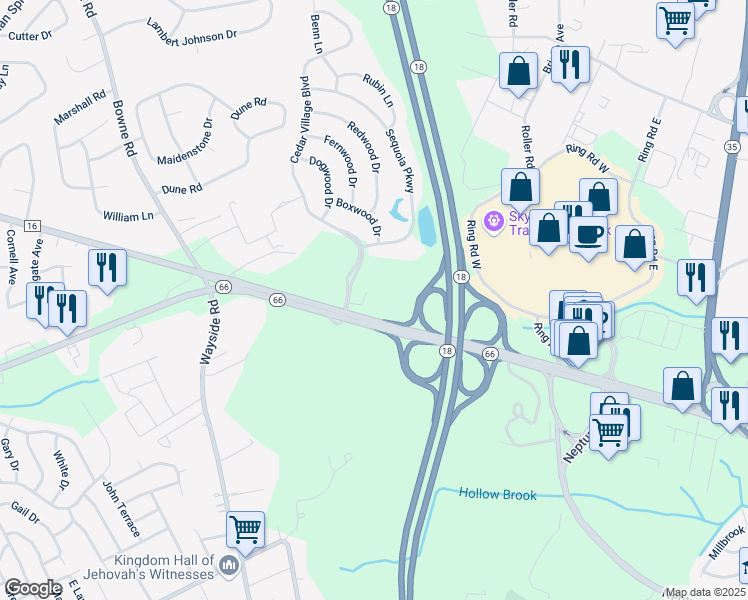 map of restaurants, bars, coffee shops, grocery stores, and more near 2 Hillside Avenue in Monmouth County