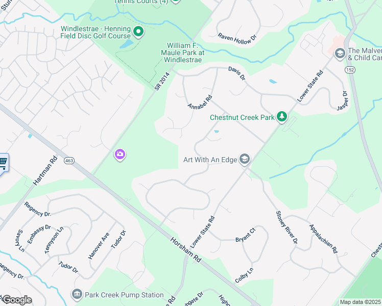 map of restaurants, bars, coffee shops, grocery stores, and more near 115 Stevers Mill Road in North Wales