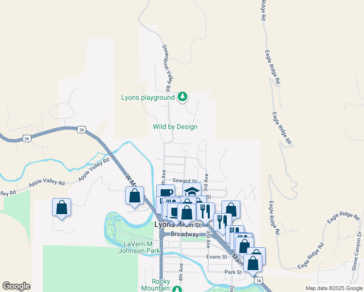 map of restaurants, bars, coffee shops, grocery stores, and more near 1103 4th Avenue in Lyons