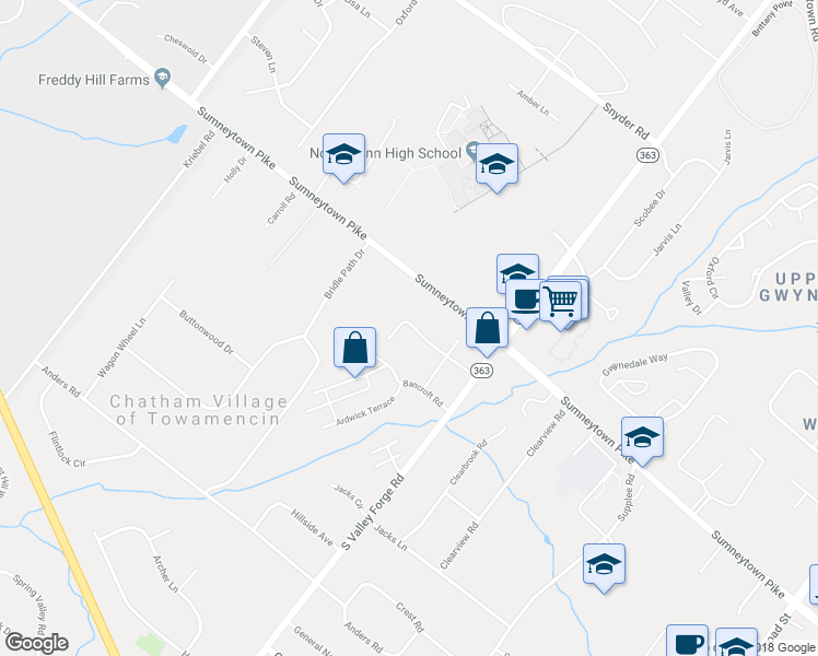 map of restaurants, bars, coffee shops, grocery stores, and more near 907 Dogwood Court in Lansdale