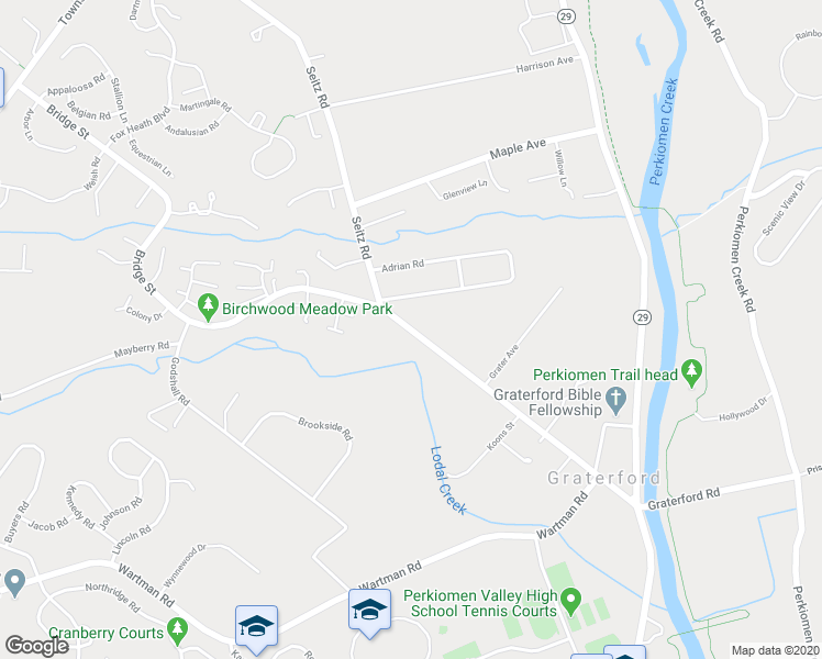 map of restaurants, bars, coffee shops, grocery stores, and more near 283 Bridge Street in Collegeville